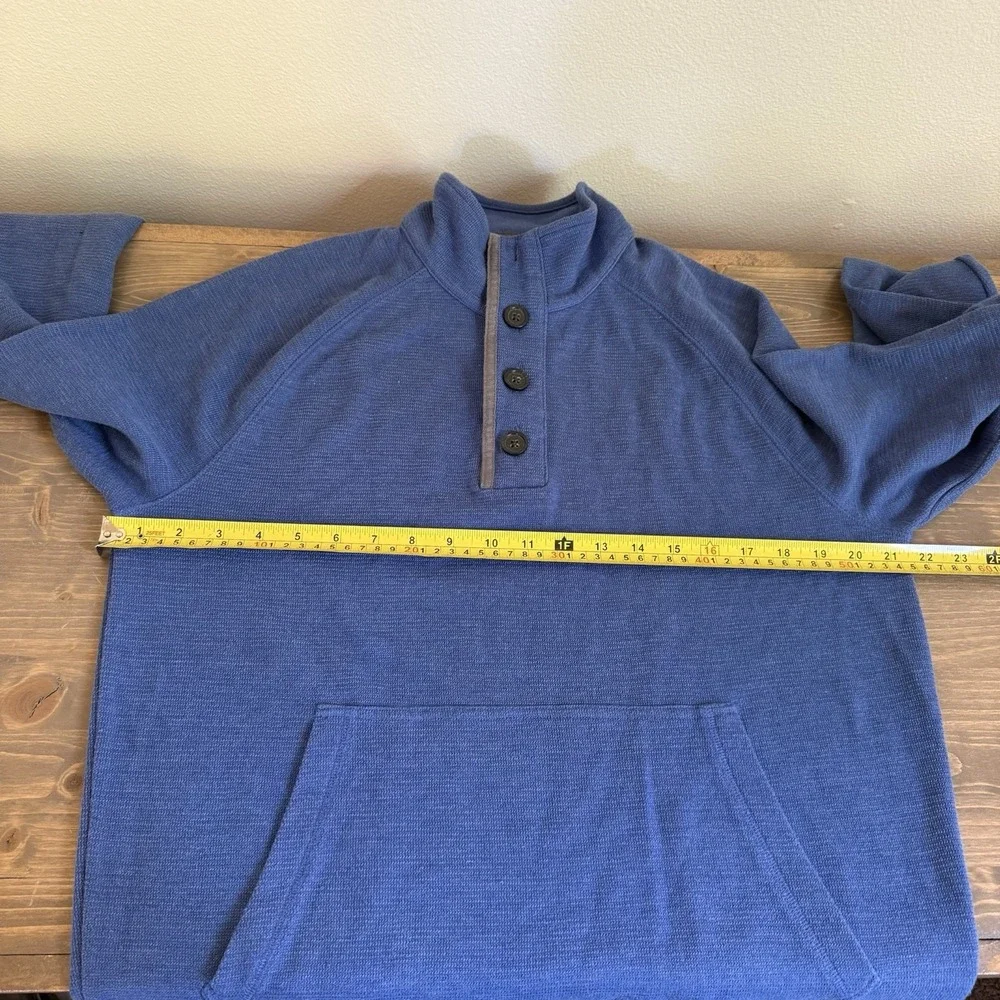 Banana Republic Men's Large Blue Mock Neck‎ Button Pullover Sweatshirt
